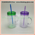 Hot on sales!!! Plastic mason jar with handle